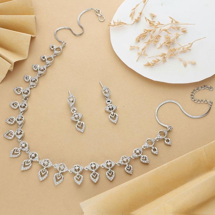 Anti tranish american diamond necklace set 907 Best artificial jewellery in Surat